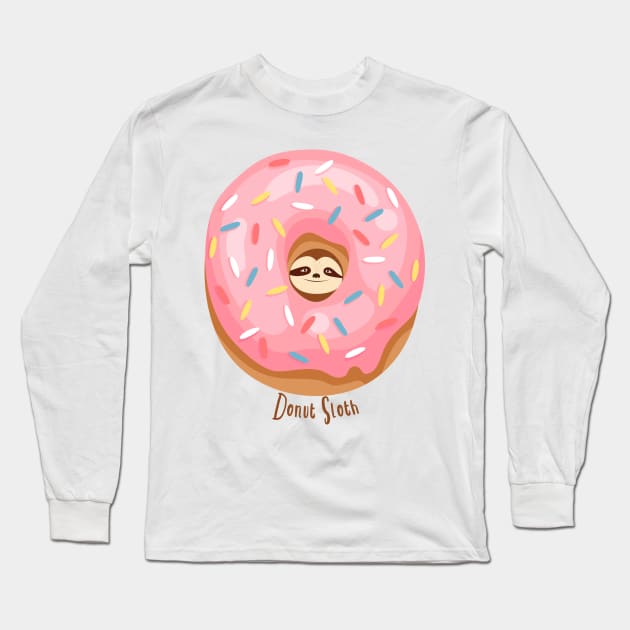 Donut Sloth Long Sleeve T-Shirt by Gsproductsgs